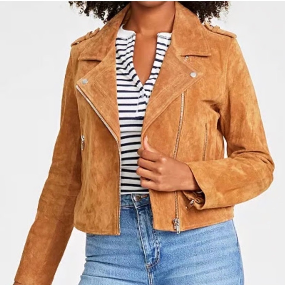 Blank NYC suede leather moto jacket size small